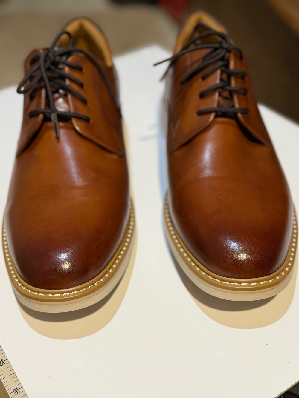 NIB Florsheim Men’s Tan Brown Leather Derby Shoes Size 13